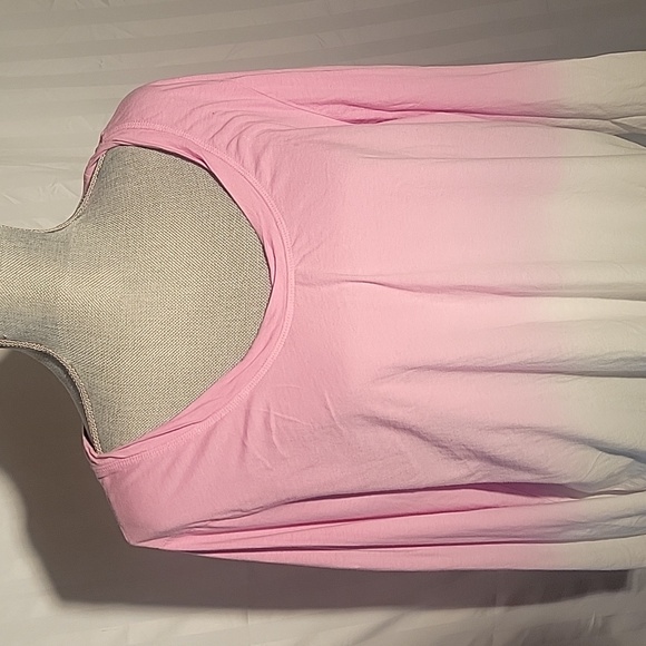 Candance Cameron Bure Long Sleeved Pink & White Tye Dye Cotton Shirt, Size: 1X - Picture 2 of 8